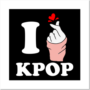 I love kpop finger heart white Posters and Art